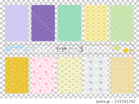和柄のシームレスパターン-3（カラフル） 135391142