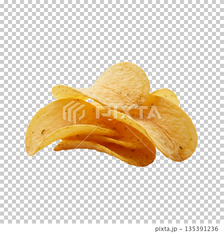 黄金色のポテトチップス 重なり構図 黄金色のポテトチップス 重なり構図 135391236