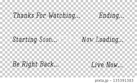 配信に使える便利な英語テキストセット黒背景透過 135391383