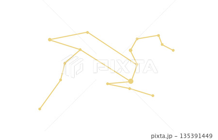 しし座の星座線のイラスト（ゴールド色） 135391449