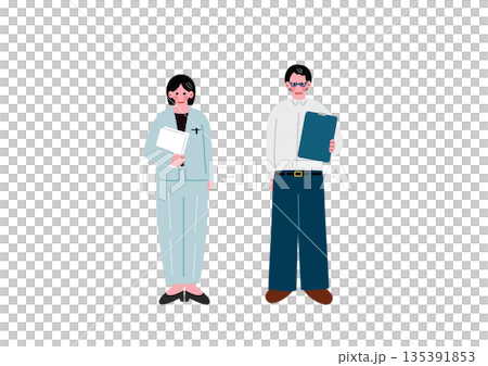 スーツを着た会社員の男女 135391853