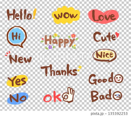 かわいい手描きの英単語セット 135392253