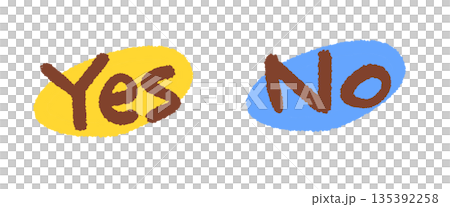 Simple handwritten Yes and No letters Simple handwritten Yes and No letters 135392258