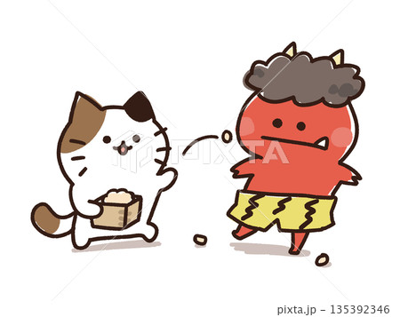 節分　豆まき 135392346