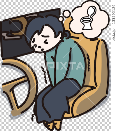 Illustration of a woman who wants to go to the toilet in the car at night Illustration of a woman who wants to go to the toilet in the car at night 135393126