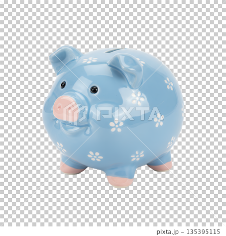 Cute blue floral piggy bank 135395115