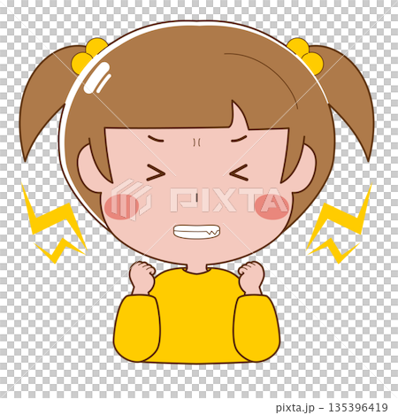 沮喪的女孩咬緊牙關 135396419