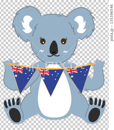 Cute Koala Mascot Set with Australian Flag 135396546