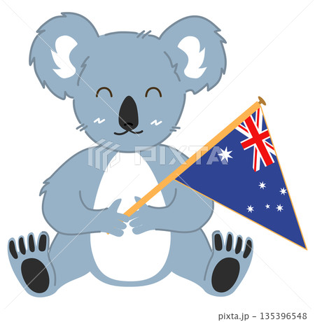 Cute Koala Mascot Set with Australian Flag 135396548
