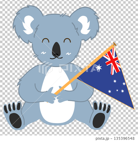 Cute Koala Mascot Set with Australian Flag 135396548