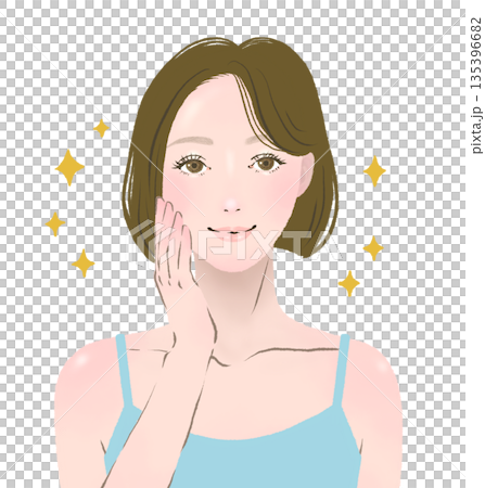 頬に手をあてて微笑む女性 スキンケアの美容イメージ 頬に手をあてて微笑む女性 スキンケアの美容イメージ 135396682