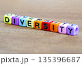 DIVERSITY, Playful alphabet blocks spelling diversity arranged neatly on a warm background highlighting inclusion and human values 135396687