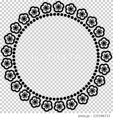 黒色の丸い花の背景素材のイラスト 黒色の丸い花の背景素材のイラスト 135396715