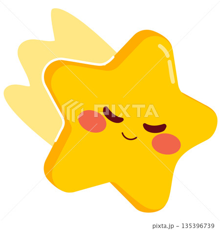 Cute Shooting Star Character Cartoon Illustration Isolated Cute Shooting Star Character Cartoon Illustration Isolated 135396739
