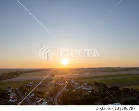 Bergnicourt, Rethel, Ardennes, Grand-Est, France, August, 28th, 2025, A Serene Sunset Over a Bergnicourt, Rethel, Ardennes, Grand-Est, France, August, 28th, 2025, A Serene Sunset Over a 135396797