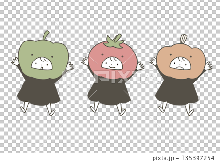 Cute vegetable characters (pale colors) 135397254