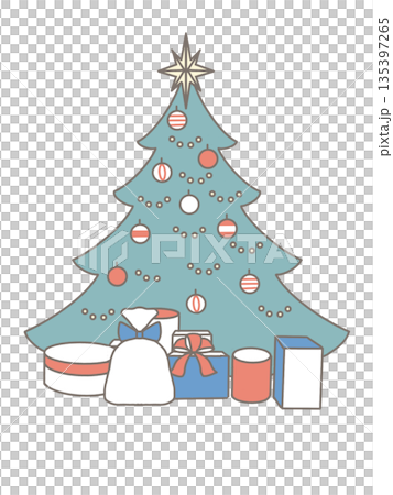 Simple illustration of a Christmas tree and presents (pale color) 135397265