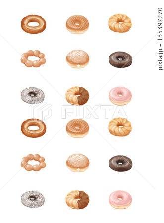 いろいろなドーナツのイラストセット 135397270