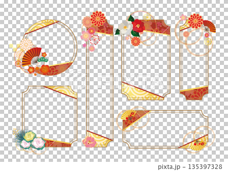 和風装飾フレーム枠セット 135397328