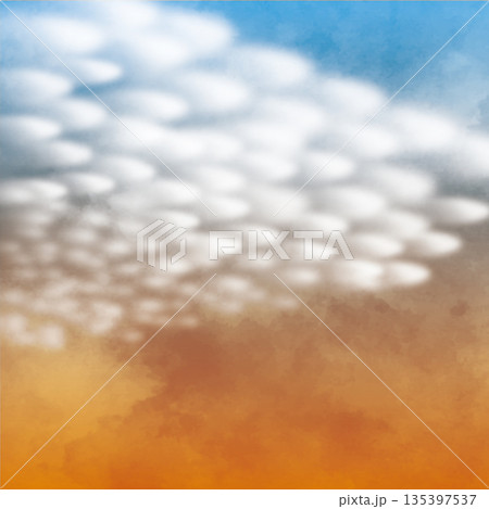 水彩風 夕焼け空ひつじ雲のイラスト 水彩風 夕焼け空ひつじ雲のイラスト 135397537