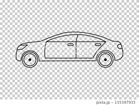 從側面看汽車的插圖 135397935