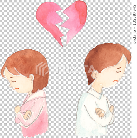 分手情侶的插圖向量圖 135397945