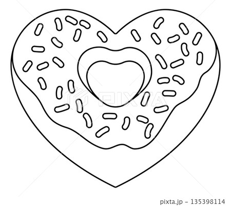 Love of Donut Heart Shaped Sweet Food Concept Love of Donut Heart Shaped Sweet Food Concept 135398114