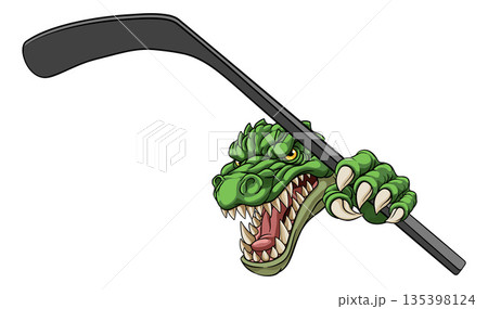 Crocodile Dinosaur Alligator Hockey Sports Mascot Crocodile Dinosaur Alligator Hockey Sports Mascot 135398124