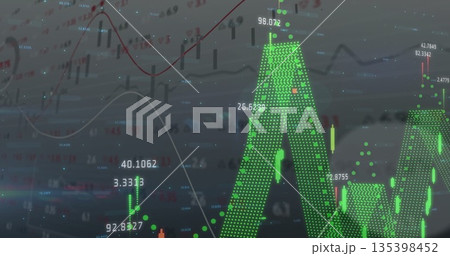 Showing green dot matrix line graph rising on...のイラスト素材 [135398452] - PIXTA