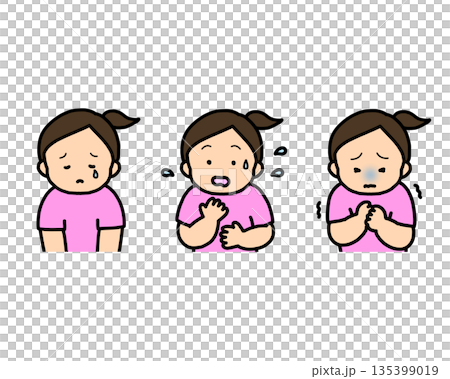 Depressed, anxious, scared - 3-piece set of children's emotional expressions Depressed, anxious, scared - 3-piece set of children's emotional expressions 135399019