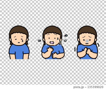 Depressed, anxious, scared - 3-piece set of children's emotional expressions Depressed, anxious, scared - 3-piece set of children's emotional expressions 135399020