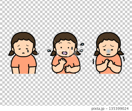 Depressed, anxious, scared - 3-piece set of children's emotional expressions Depressed, anxious, scared - 3-piece set of children's emotional expressions 135399024