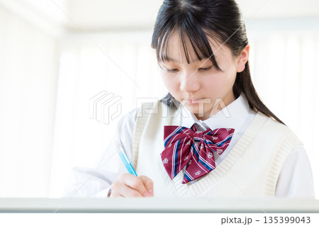 塾で勉強する女子中学生 塾で勉強する女子中学生 135399043