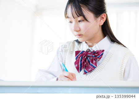 塾で勉強する女子中学生 塾で勉強する女子中学生 135399044
