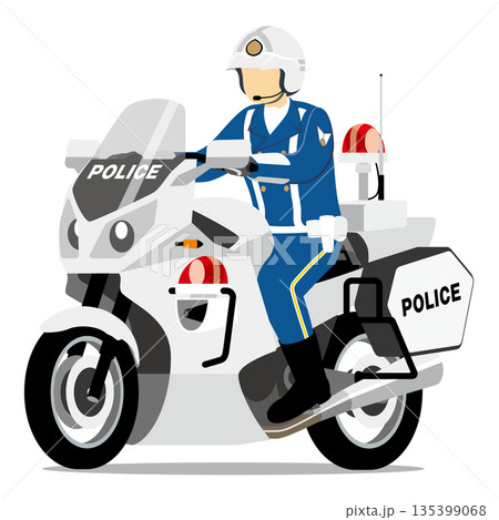 白バイ、警察、警官、警察官、パトロール、取り締まり 135399068