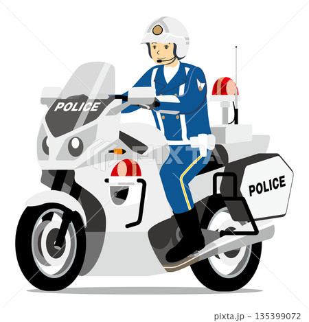 白バイ、警察、警官、警察官、パトロール、取り締まり 135399072