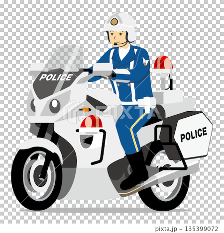白バイ、警察、警官、警察官、パトロール、取り締まり 135399072
