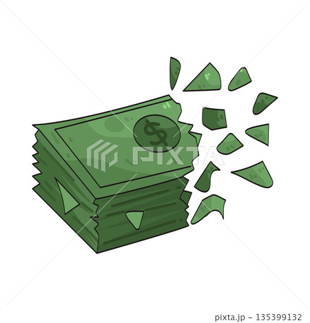 illustration of broken money illustration of broken money 135399132