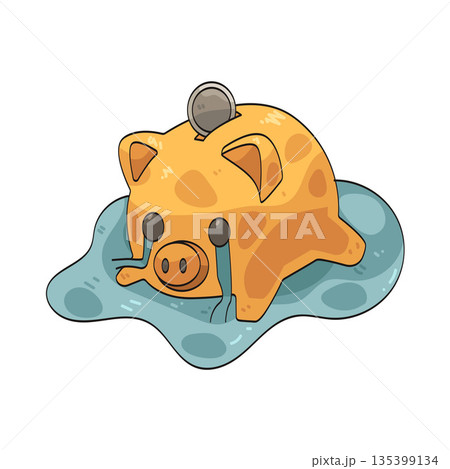 illustration of leak piggy bank 135399134