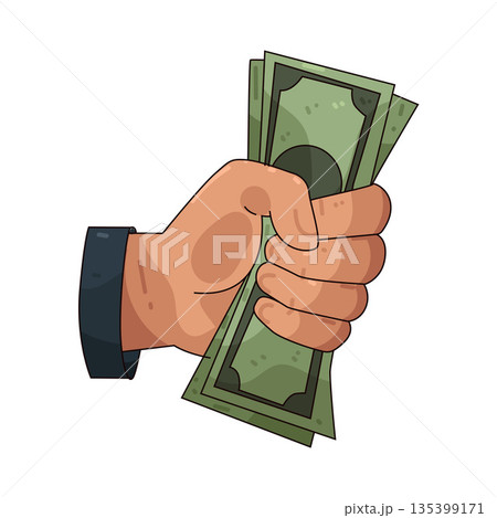 illustration of Hand with Money illustration of Hand with Money 135399171