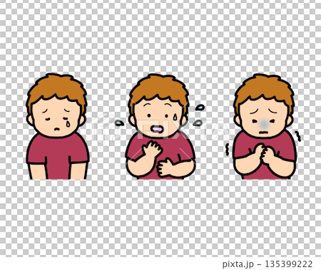 Depressed, anxious, scared - 3-piece set of children's emotional expressions Depressed, anxious, scared - 3-piece set of children's emotional expressions 135399222