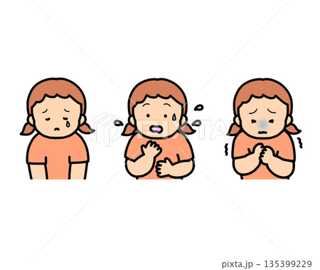 落ち込む・焦る・怖がる 子供の感情表現 3点セット 落ち込む・焦る・怖がる 子供の感情表現 3点セット 135399229