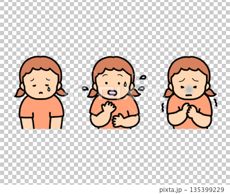 落ち込む・焦る・怖がる 子供の感情表現 3点セット 落ち込む・焦る・怖がる 子供の感情表現 3点セット 135399229