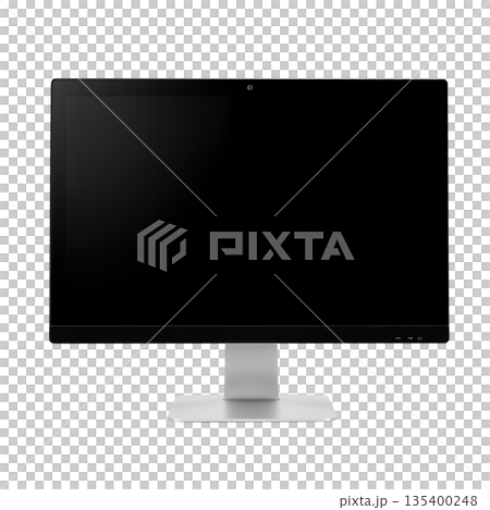 シルバースタンド付きモダンなフラットスクリーンモニター シルバースタンド付きモダンなフラットスクリーンモニター 135400248