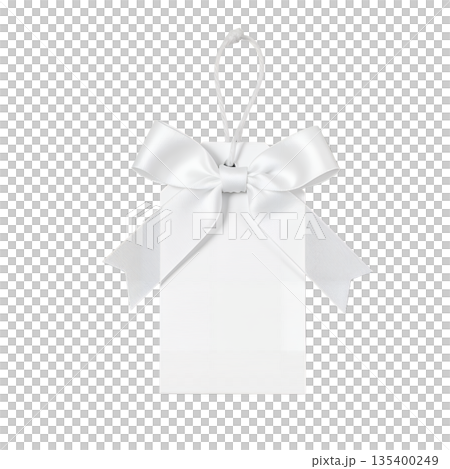 白いサテンリボン付き上品なギフトタグ 白いサテンリボン付き上品なギフトタグ 135400249