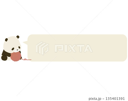 毛糸を抱くパンダ。吹き出し付き 毛糸を抱くパンダ。吹き出し付き 135401391