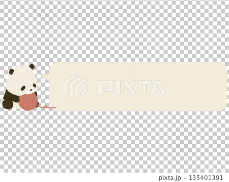 毛糸を抱くパンダ。吹き出し付き 毛糸を抱くパンダ。吹き出し付き 135401391