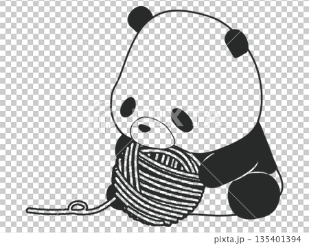 熊貓拿著一條毛線 135401394