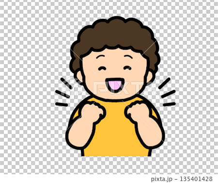 Happy (fist pump) Asian boy 135401428
