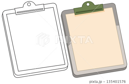 Blank Office Clipboard Vector Illustration in Color and Line Art Styles 135401576